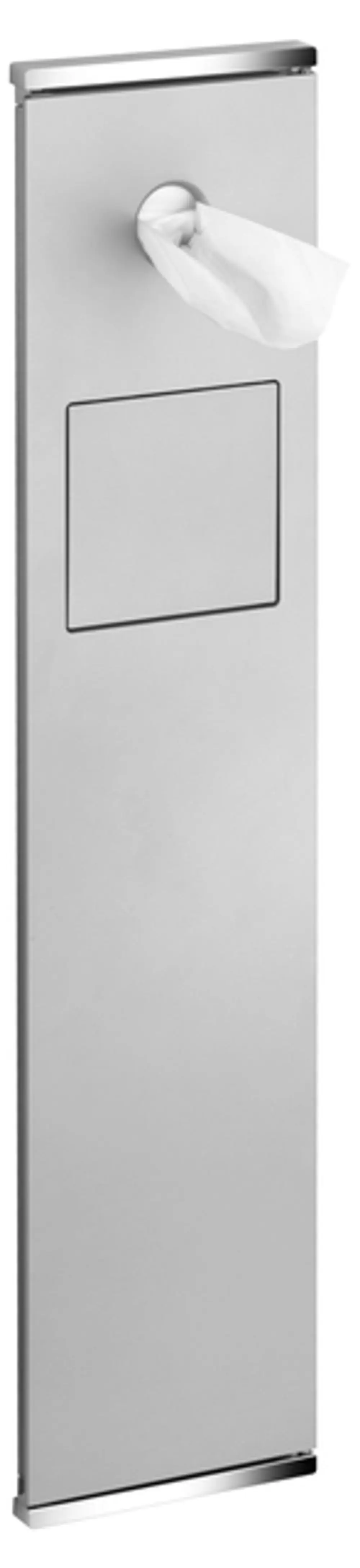 Keuco Wandhalterung für Papierhandtücher aus verchromtem Aluminium, mit einem Auslass für Handtücher, an einer glatten Oberfläche montiert.
